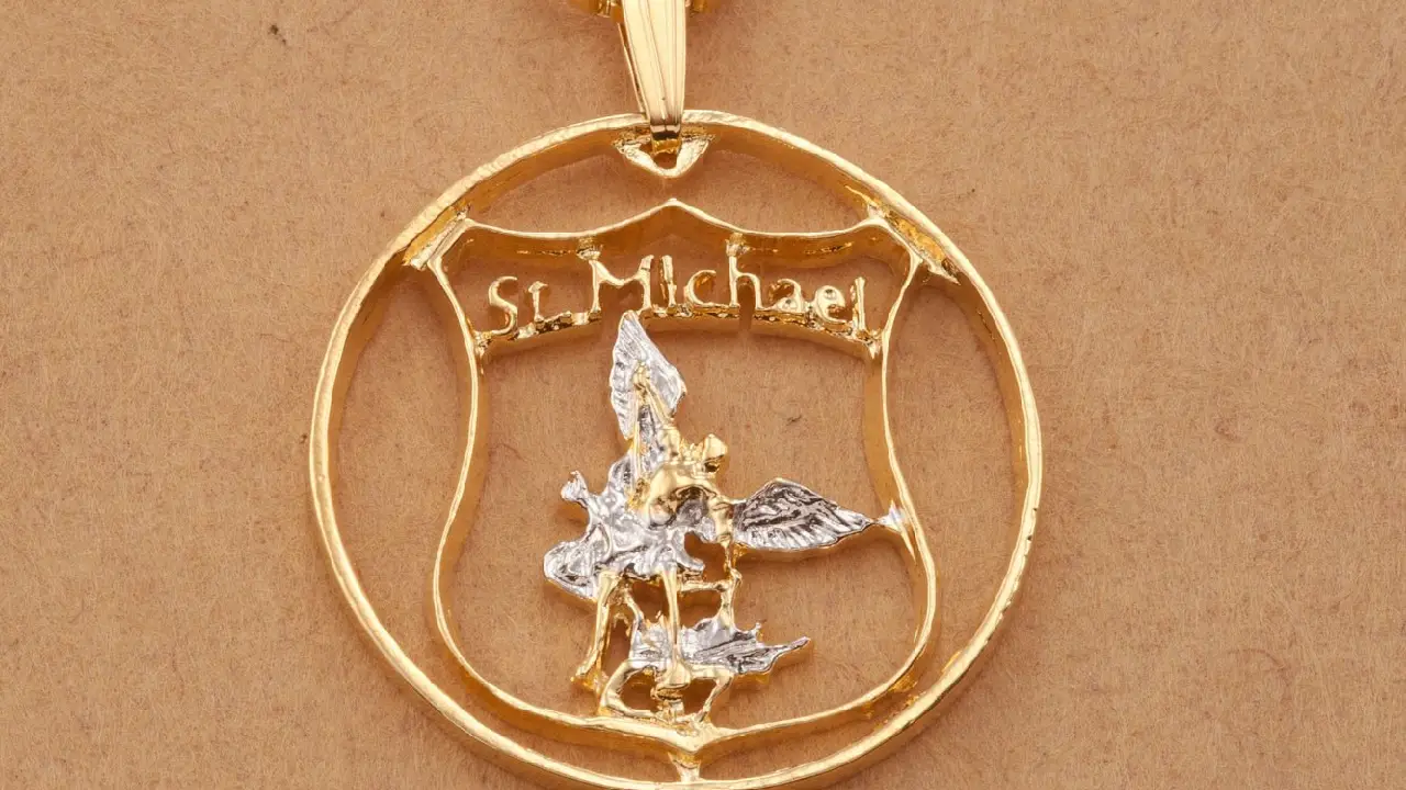 saint michael 14k gold pendant